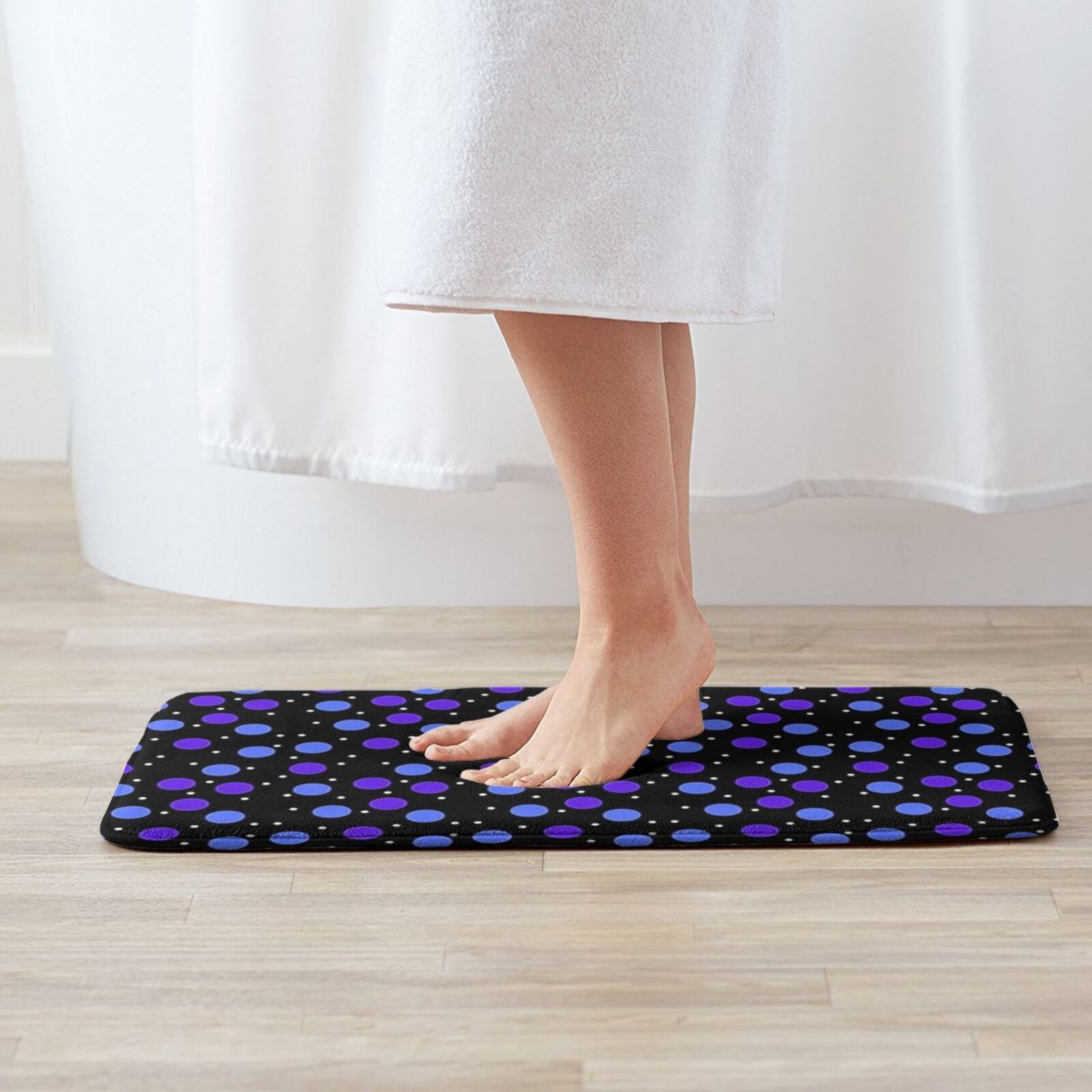 Paillasson à pois noir/violet/blanc pour porte d'entrée, tapis de bain, gris, effet Collage des esprits maléfiques 2