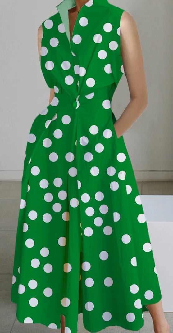 CommPiedmont-Robe sirène à pois pour dames, col en V, conception de boutons, mode vintage, européen et américain, été 2023 2