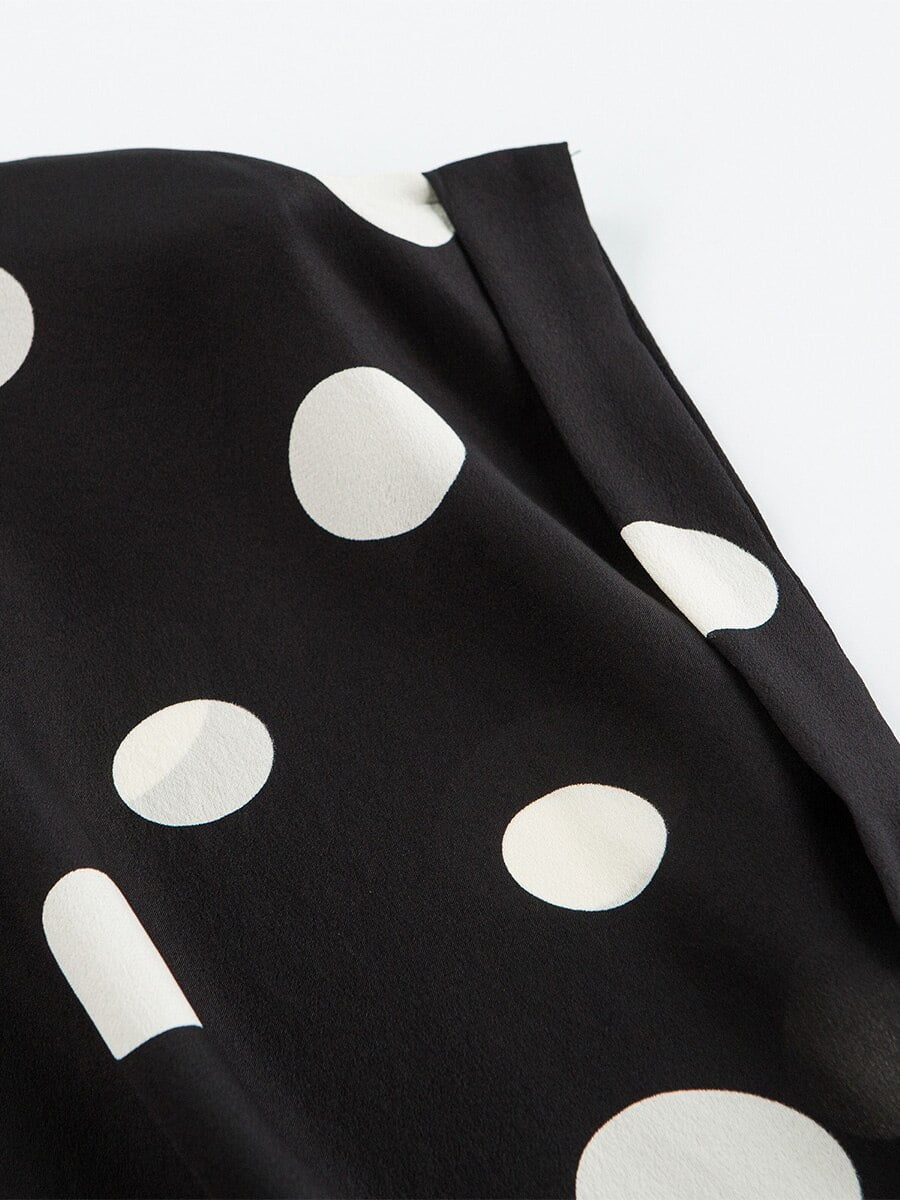 SuyareplWoman-T-shirt noir à manches chauve-souris, col rond, imprimé à pois, haut d'été, nouveau, 100%, 2022 2