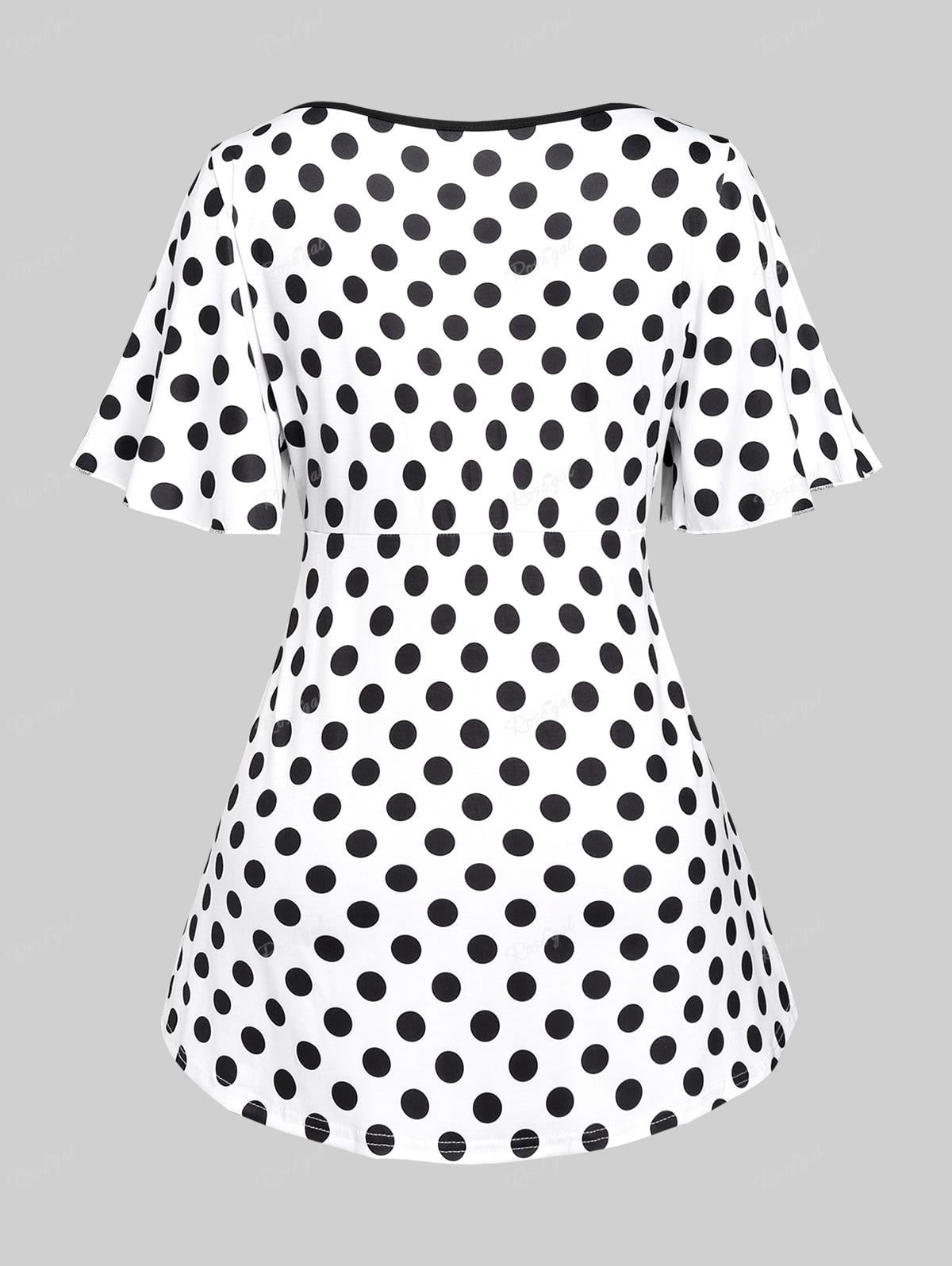 ROSEGAL-T-shirt à manches courtes et col en cœur pour femme, t-shirt à pois avec fermeture éclair, t-shirts décontractés, grande taille, 4XL, nouveau, 2023 2
