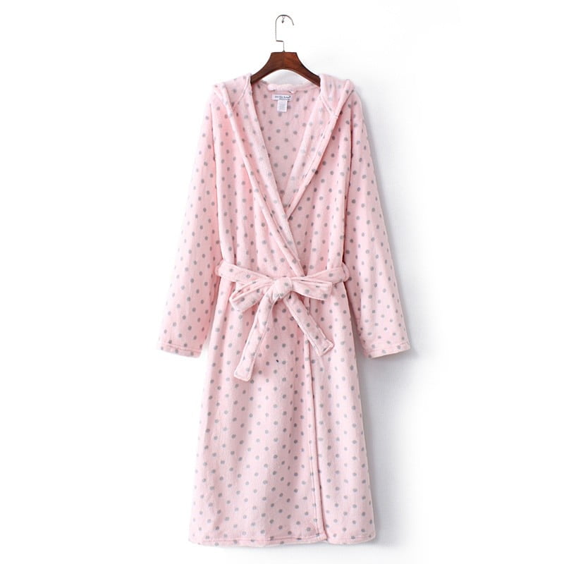Robe Nuit Polaire Femme Chapeau Pois