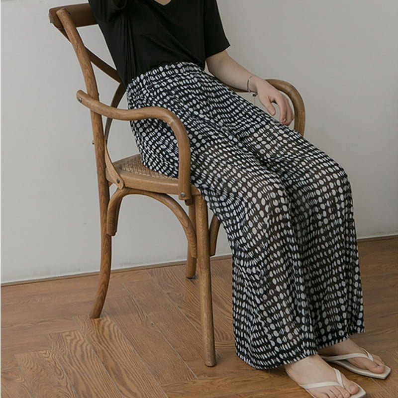 Tinomusi – pantalon en mousseline de soie à pois pour femme, jambes larges, taille haute, extensible, décontracté, mode, pleine longueur, été 2