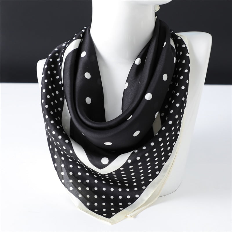 Écharpe Carrée Pois Femme Noir Blanc