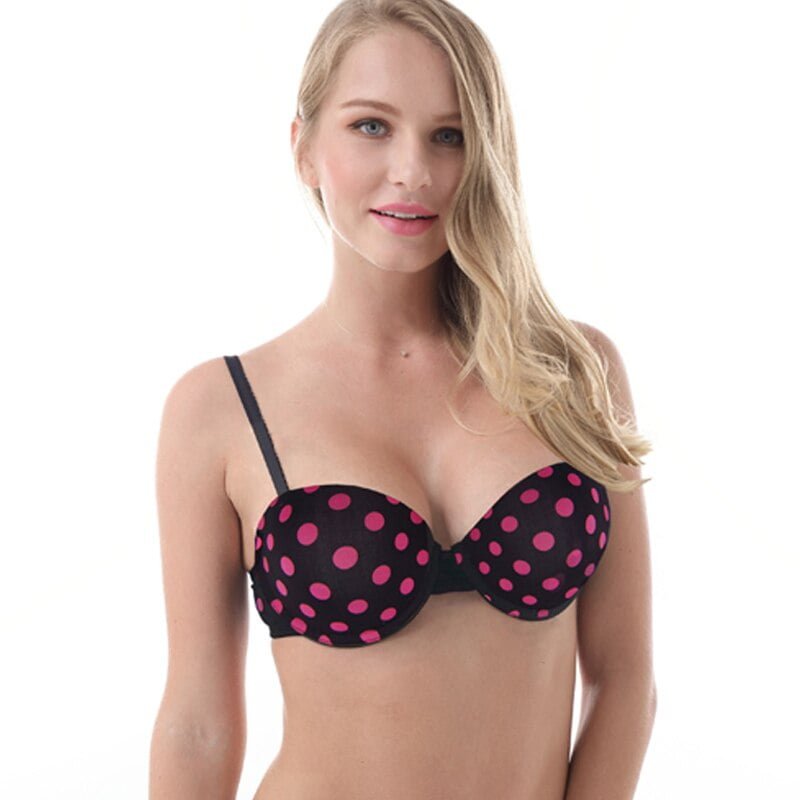 Femme mignon sous-vêtements femmes demi tasse rembourré Push Up soutien-gorge rose points Sexy Style 32-34-36-38 B-C-D-DD petite tasse femmes soutien-gorge NO. ZBW011 2