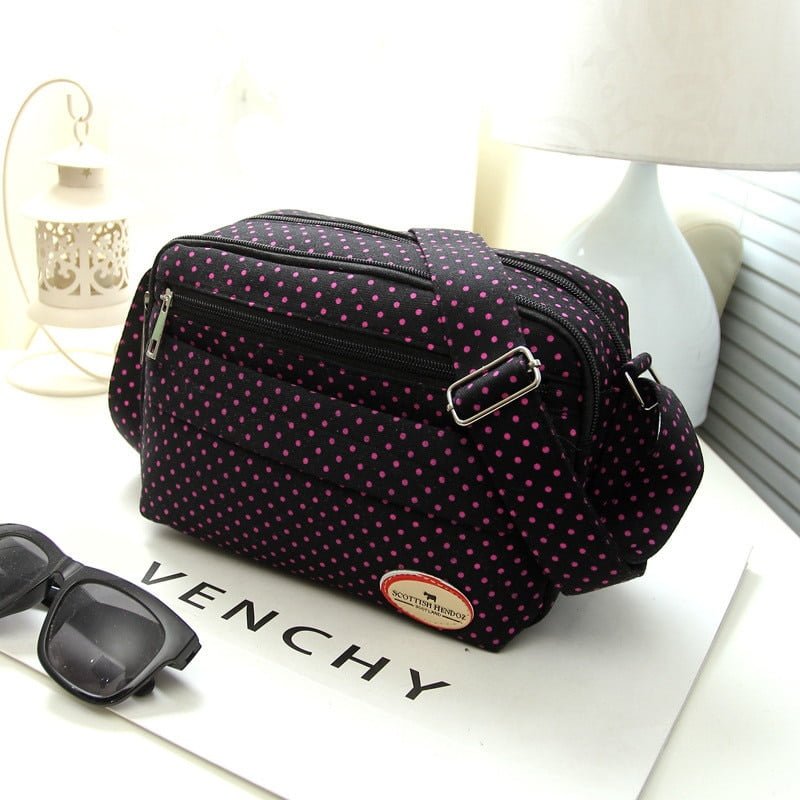 Sac à Bandoulière en Toile Imprimée Multicolore à Pois pour Femme, Sacoche de Loisirs en Nylon, Tendance 2022 2