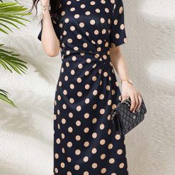 ZANZEA-Robe d'été élégante pour femme, style bohème, à pois, col rond, vintage, vacances, slim plissé, décontracté, longueur aux genoux, été 2023 1