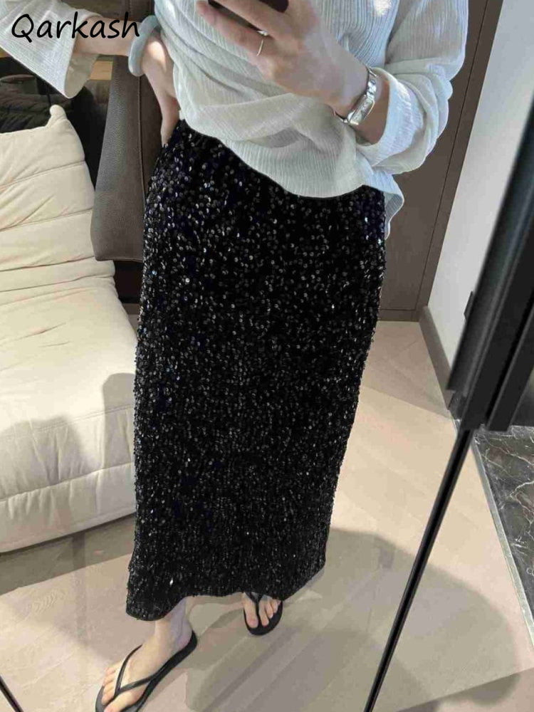 Jupes Mi-Longues Paillettes Mode Pois