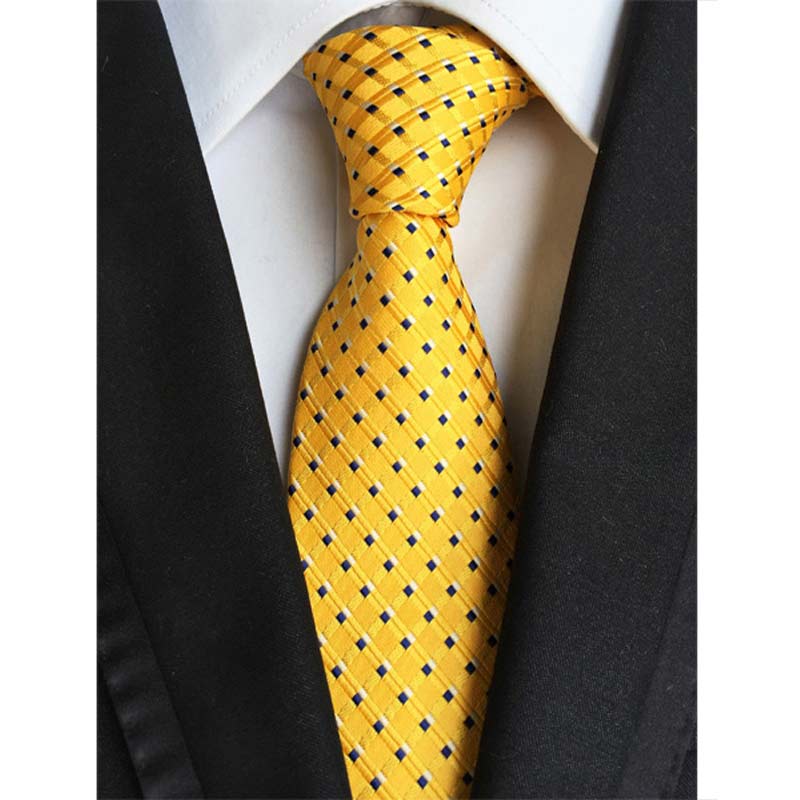 Cravate Vintage Soie Jaune Pois