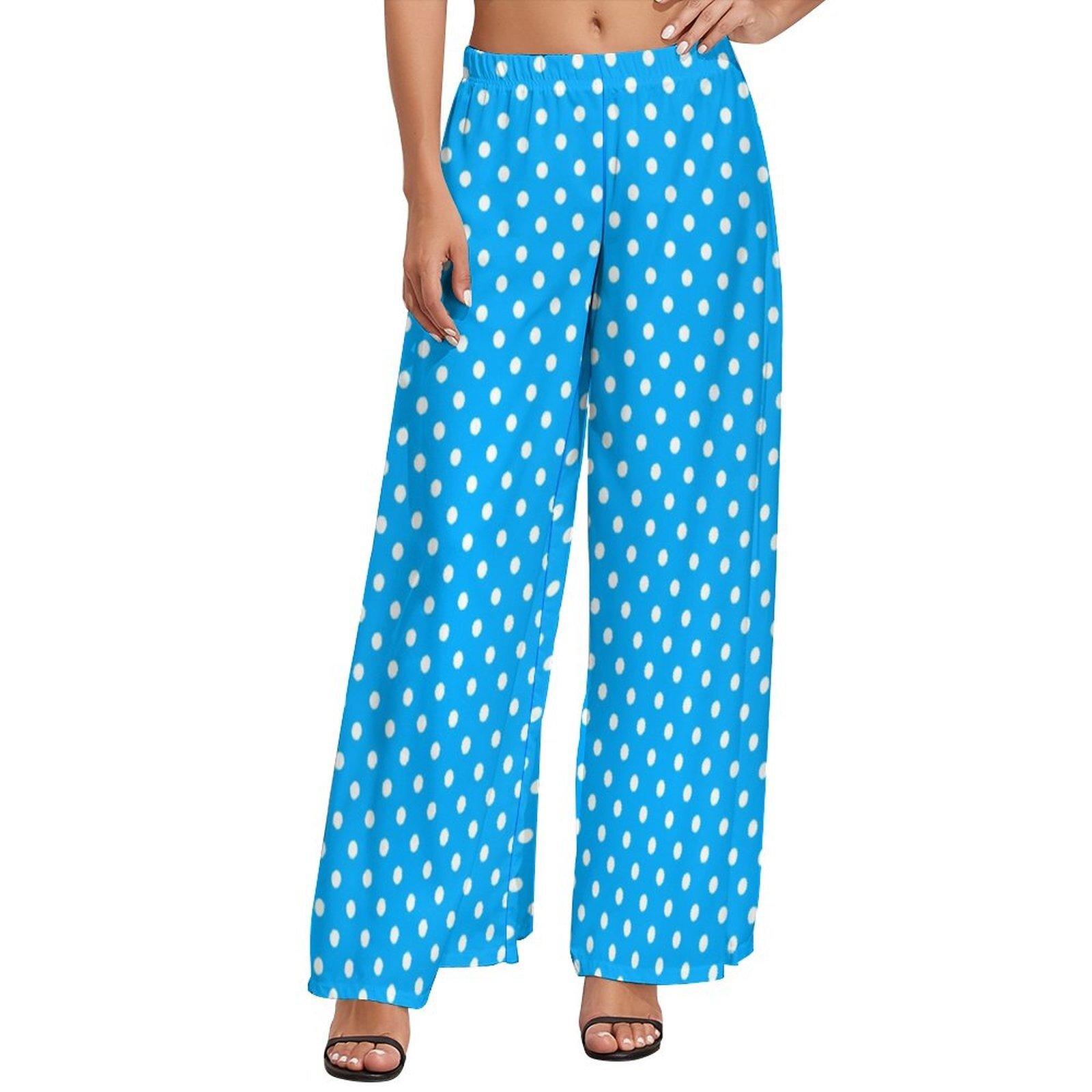 Pantalon Large Pois Bleus Femmes Plage