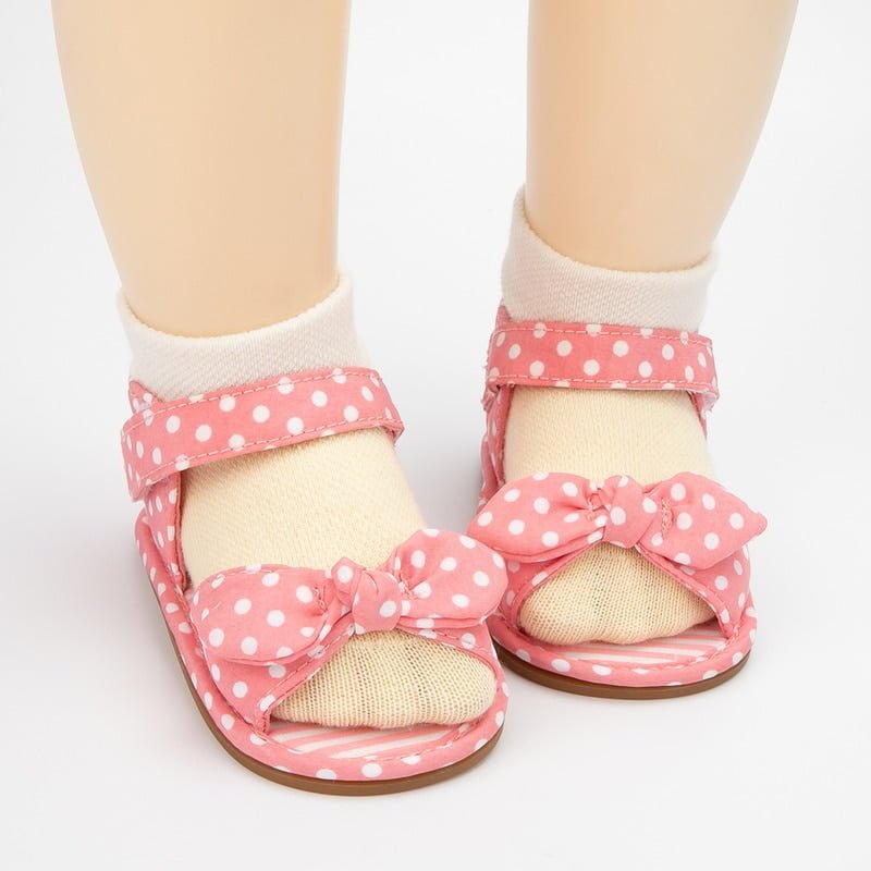Sandales d'été pour bébés filles, chaussures à pois antidérapantes, semelle en caoutchouc, nouveau-né, premiers pas, sandales de plage plates, 2022 2