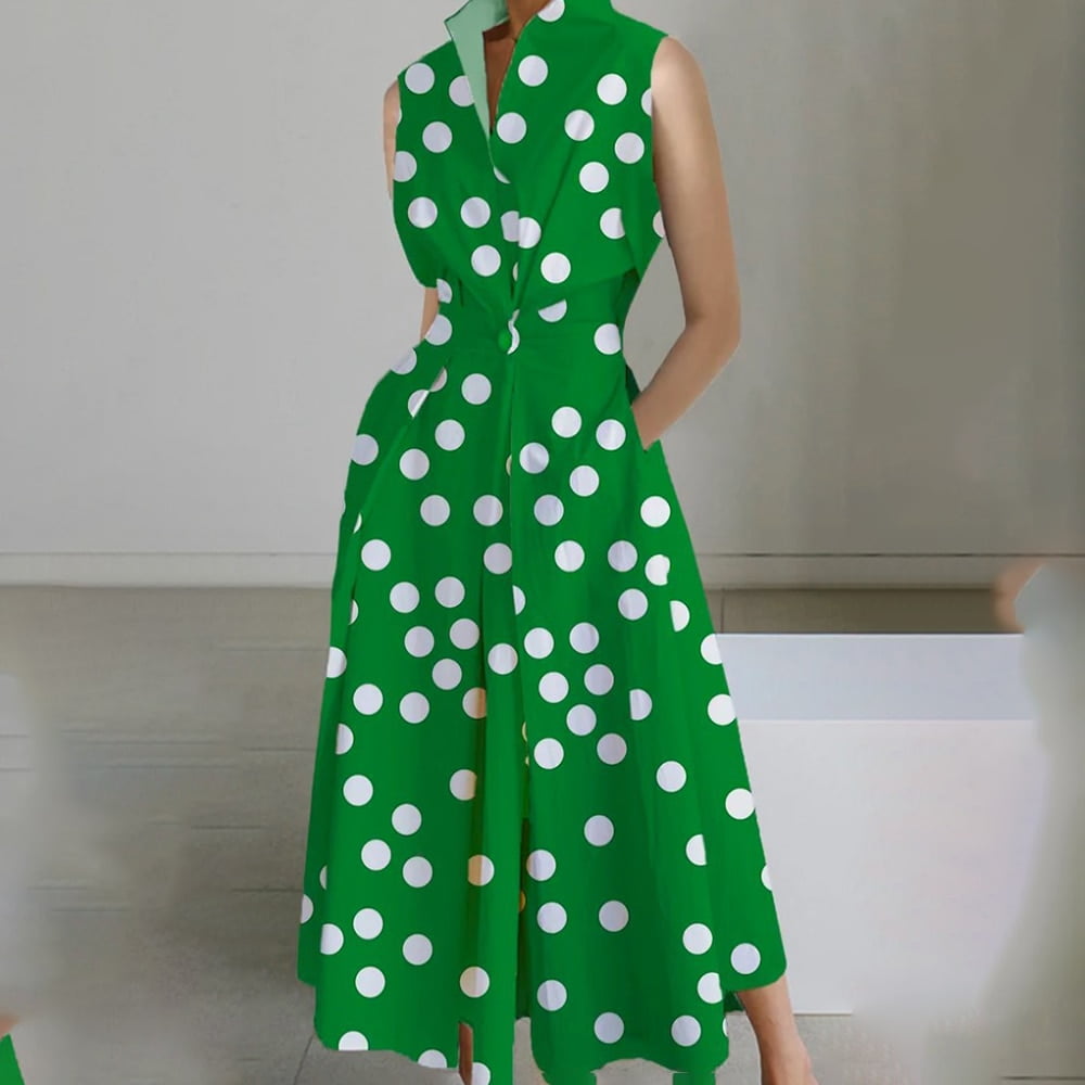 Robe de soirée élégante pour femme, pois, col en V, bouton imprimé, blanc, décontracté, mode, éducatif, été, 2023 2