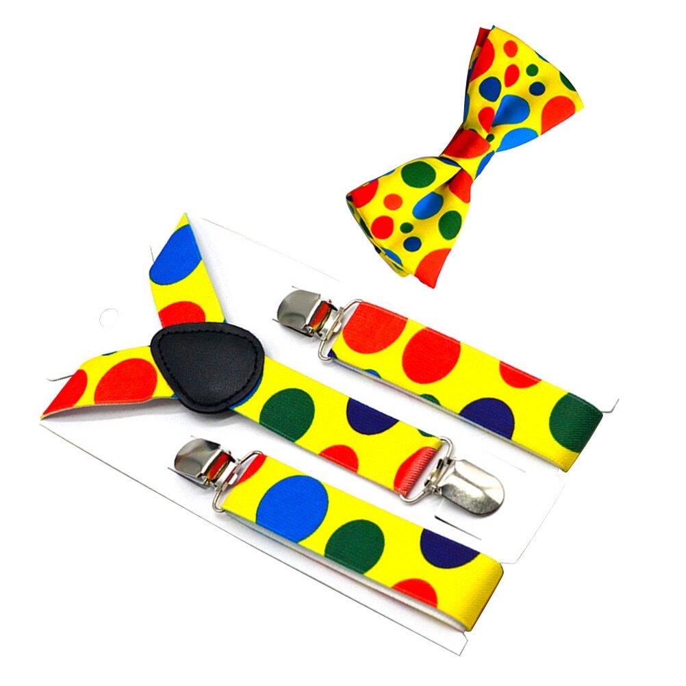 Ceinture à nœud à pois pour enfants, ensemble de bretelles de clown, olympiques de cosplay pour tout-petits, kit assressentipour enfants, faveurs de fête d'Halloween 1
