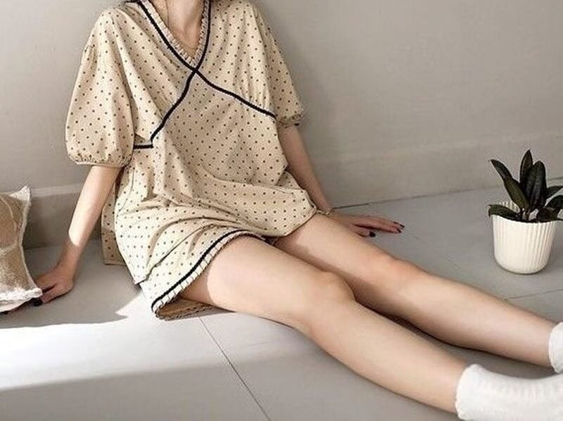 Ensemble Pyjama Pois Femmes Nuit Décontracté