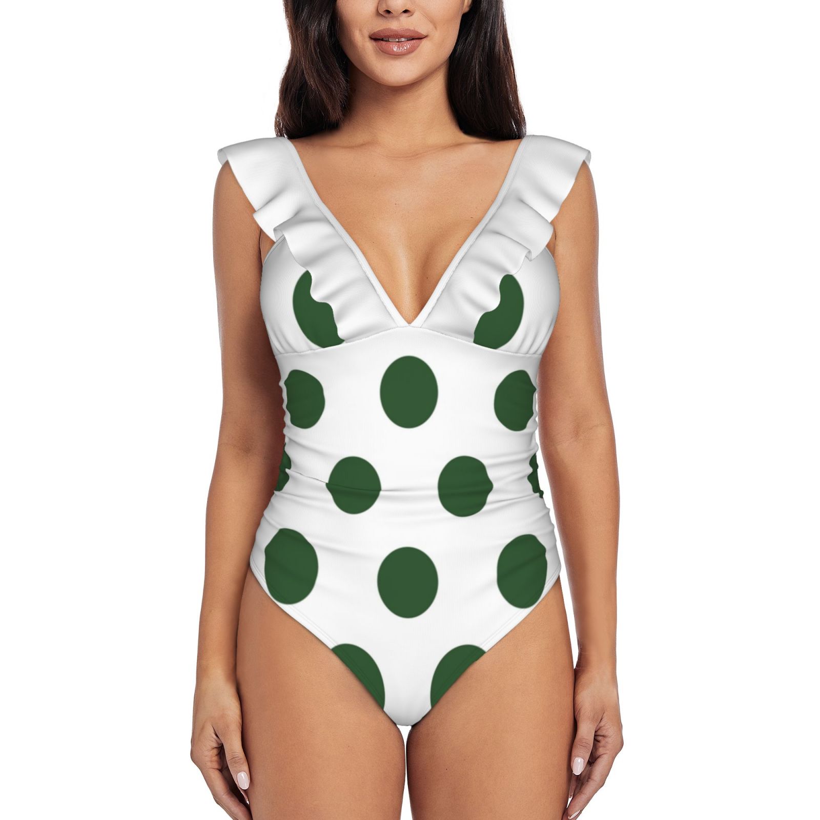 Maillot Bain Une Pièce Volants Vert