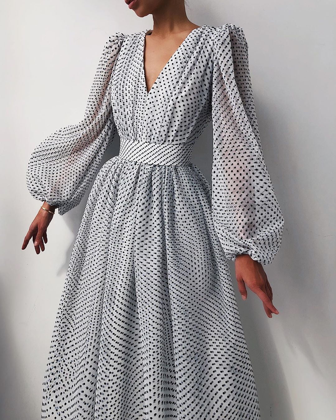 Robe balançoire à pois pour femmes, grande robe à bulles, manches longues, printemps, été, nouveau style, dames, arrivée, 2023 2