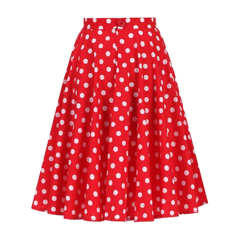 Hepburn-Jupe Vintage à Pois pour Femme, Tenue de Bureau Élégante, Style Rockabilly des Années 50 et 60, Noire, Rouge, Blanche, pour l'École, d'Été 2