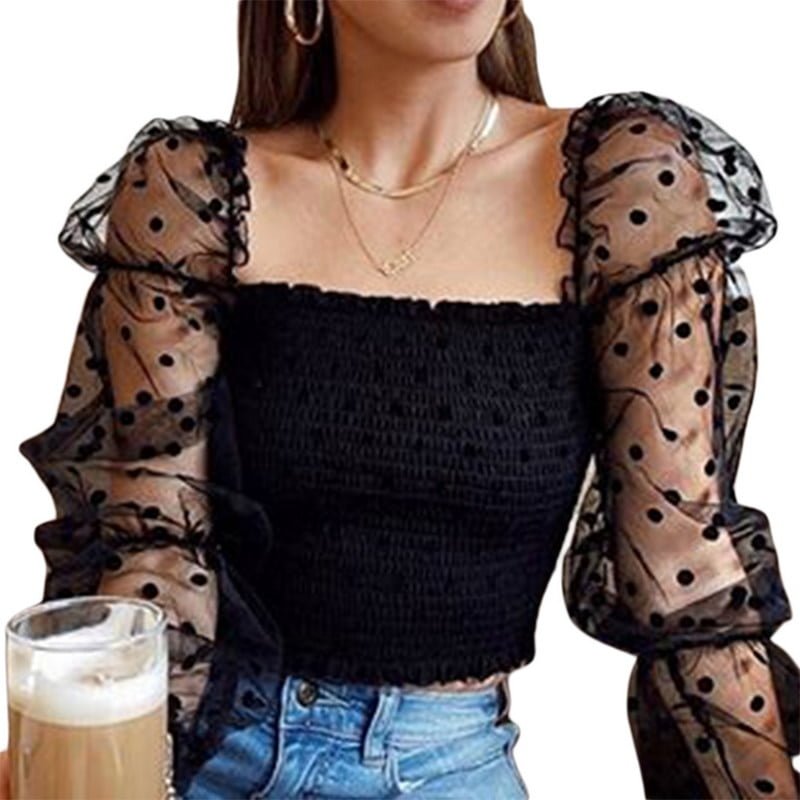 T-Shirt Transparent Dentelle Femme Élégante