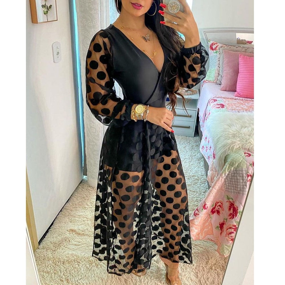 Robe Maxi Transparente Élégante Boho