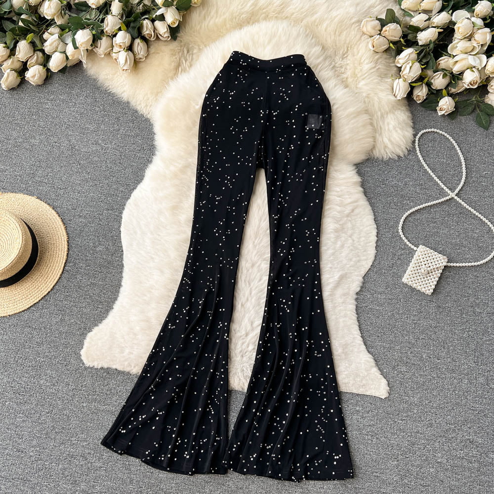 Pantalon Mince Évasé Taille Haute Femme