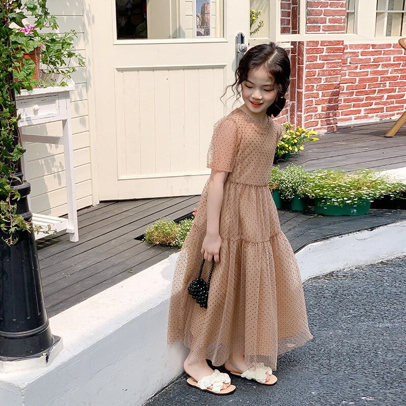 Robe pour filles de 10 à 12 ans, vêtements en maille à pois, tenue élégante pour enfants et adolescents 2