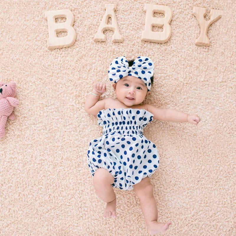Vêtements pour nouveau-né fille, 2 pièces, bandeau à pois + body, tenues pour bébé, Photo, vêtements à pois 1