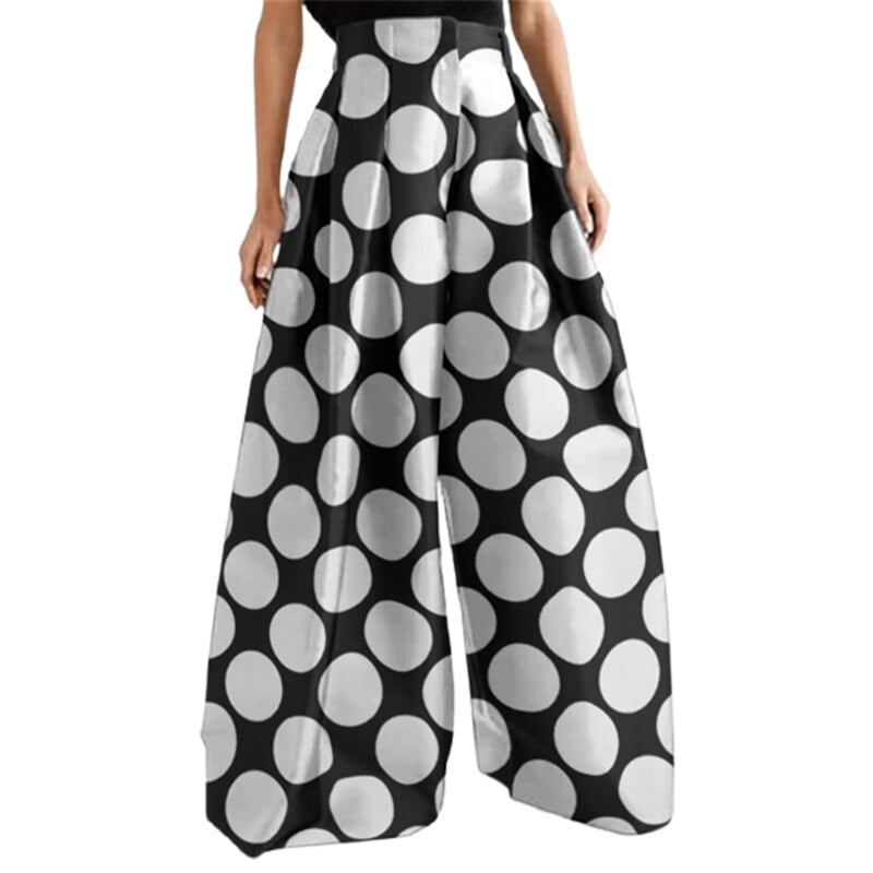 Yeezzi-Pantalon Taille Haute à Pois pour Femme, Jambes Larges, Décontracté, Sortie, Automne Été 2023 2