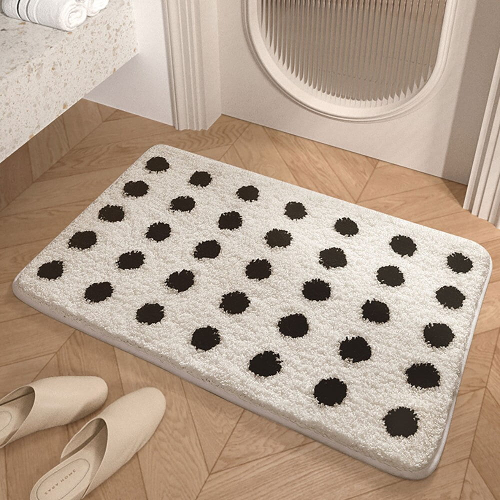 Tapis de chevet simple à pois, doux, moelleux, pour porte de chambre, décoration de sol, en polymère, pour évier, absorbant, antidérapant 2