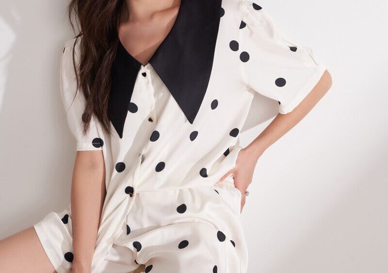 Ensemble Pyjama Satin Femme Confort Pois