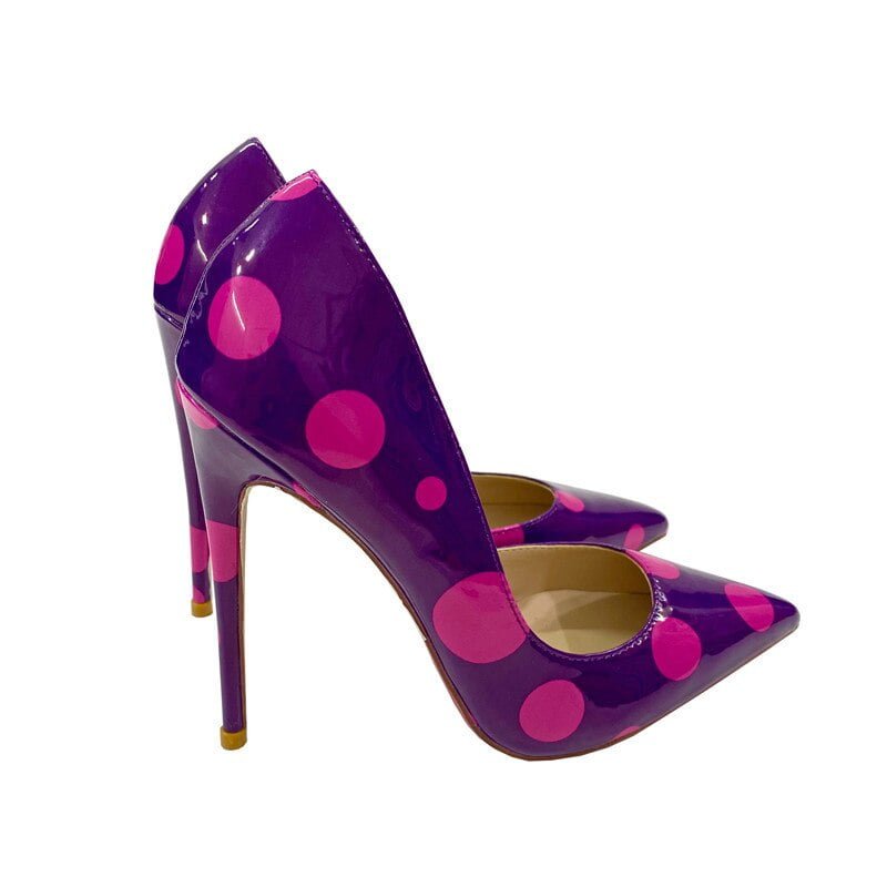 Veowalk D'Orsay-Escarpins À Pois Pour Femmes, Escarpins À Talons Hauts, Coupe Latérale, Bouts Pointus, Confortables, Élégants, Violet, 8cm, 10cm, 12cm 2
