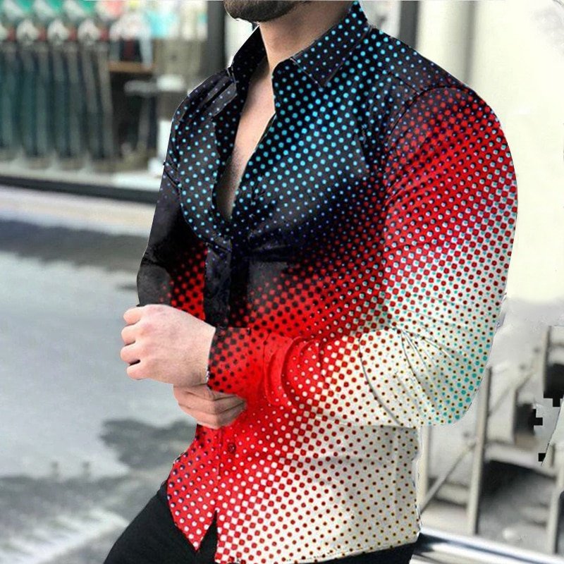 Chemise à manches longues imprimée à pois pour hommes, t-shirts, document nickel é Y, chemise simple extra large, vêtements d'automne, nouveau, 2021 2