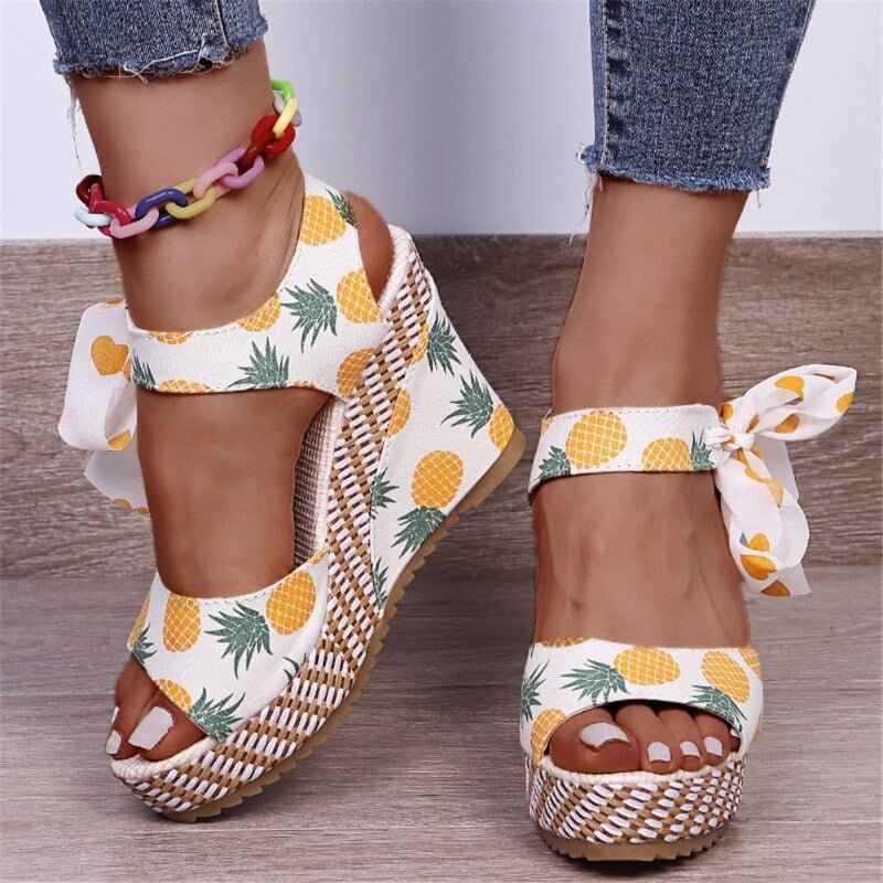 Sandales à Talons Super Hauts et Confortables pour Femme, Chaussures à Fleurs avec Nministériels d Papillon, à Pois, Fruits Doux et Élégants, Nouvelle Collection Été 2022 2