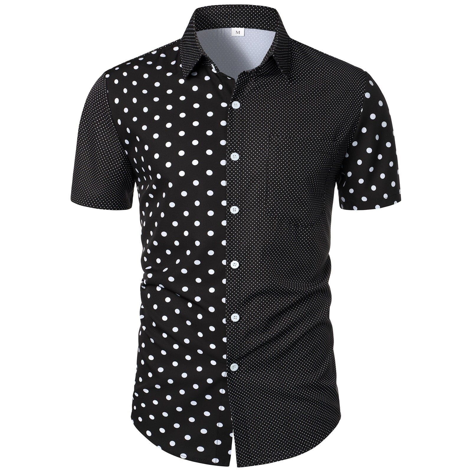 Chemise Manches Courtes Patchwork Pois Homme
