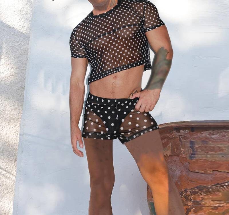 Incerun Pyjama Homme Transparent Pois