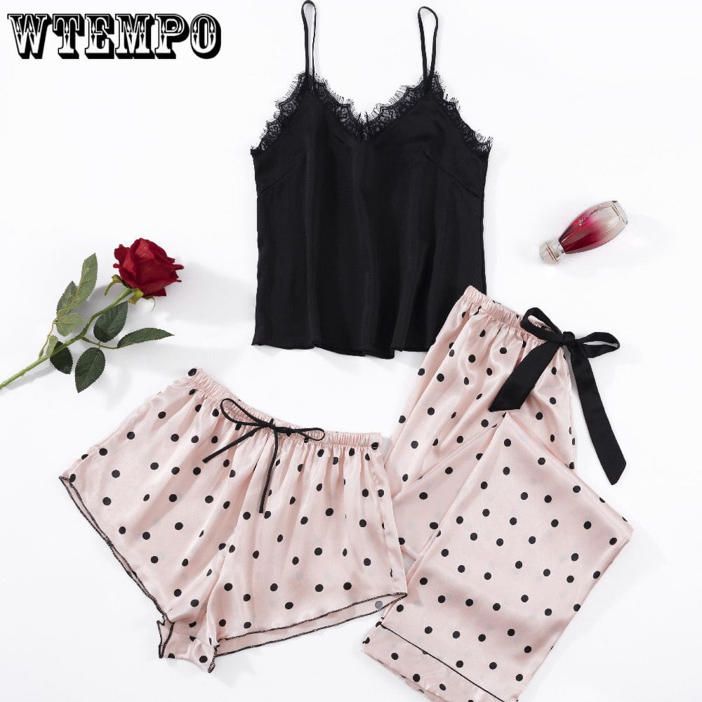 Pyjama Trois Pièces Dentelle Été Femme