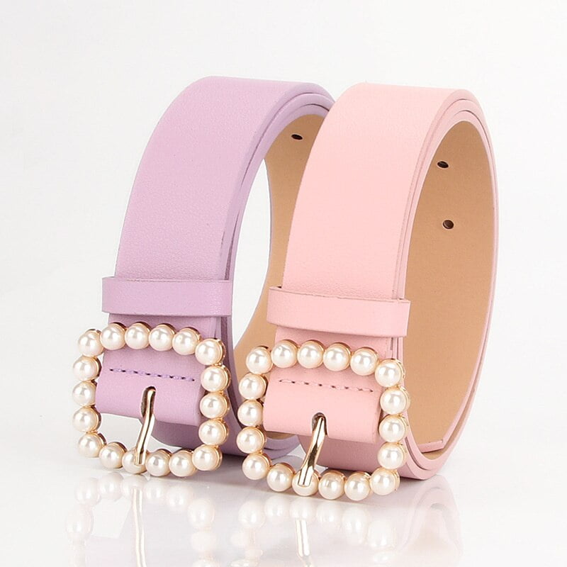 Ceinture carrée en PU pour femme, perle, monochromatique, douce et élégante, bande décorative pour robe, 3.3cm x 105cm 2