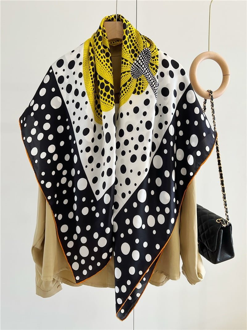 Foulard Carré pour Femme, Hijab, Imprimé Pois de Citrouille, Foulard de Voyage, Crème Solaire, de Plage, d'Été, 110cm, 100% 2