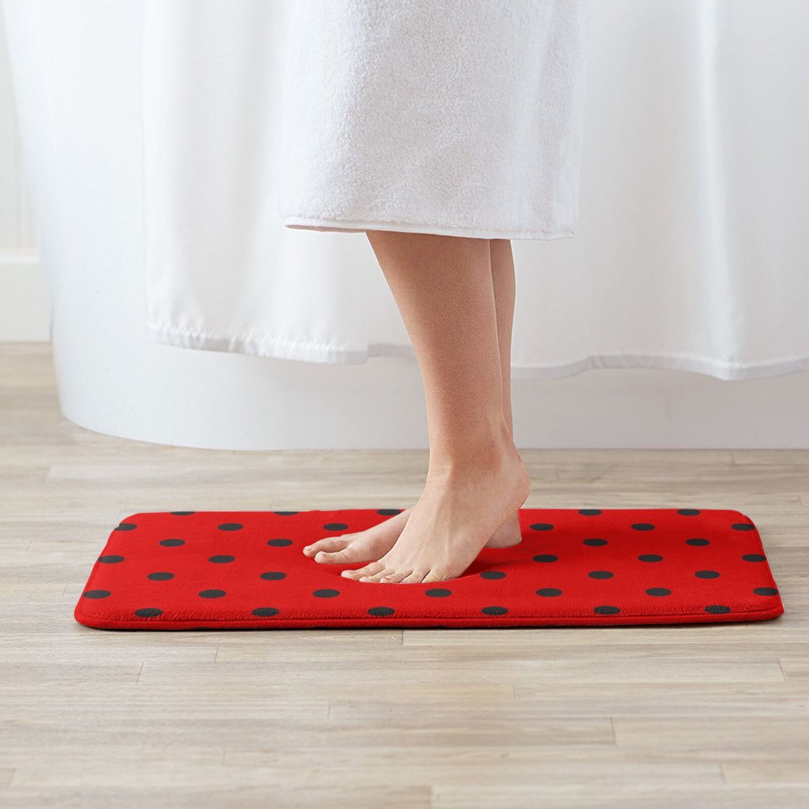 Rouge Et Noir À Pois Motif Tapis de Tapis Anti-dérapant Tapis de Sol Chambre À Pois À Pois À Pois Pois Tache Taches Repéré 2