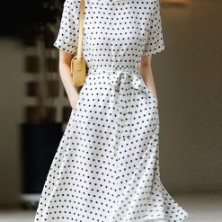 ZANZEA-Robe mi-longue bohème à pois pour femmes, robe d'été pour femmes, manches courtes, poche adt décontractée, robe ceinturée élégante, mode éducative, été 2023 1