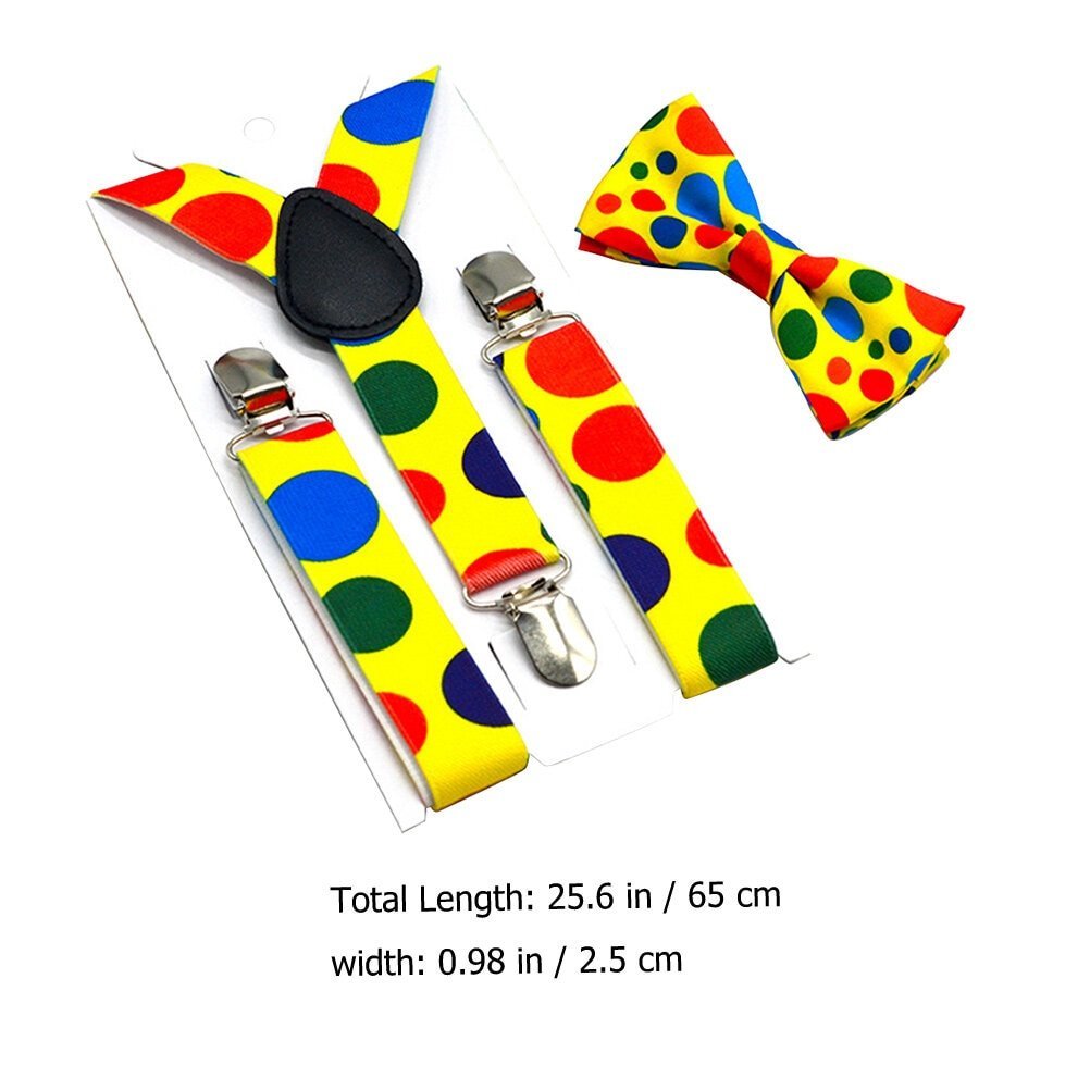 Ceinture à nœud à pois pour enfants, ensemble de bretelles de clown, olympiques de cosplay pour tout-petits, kit assressentipour enfants, faveurs de fête d'Halloween 2