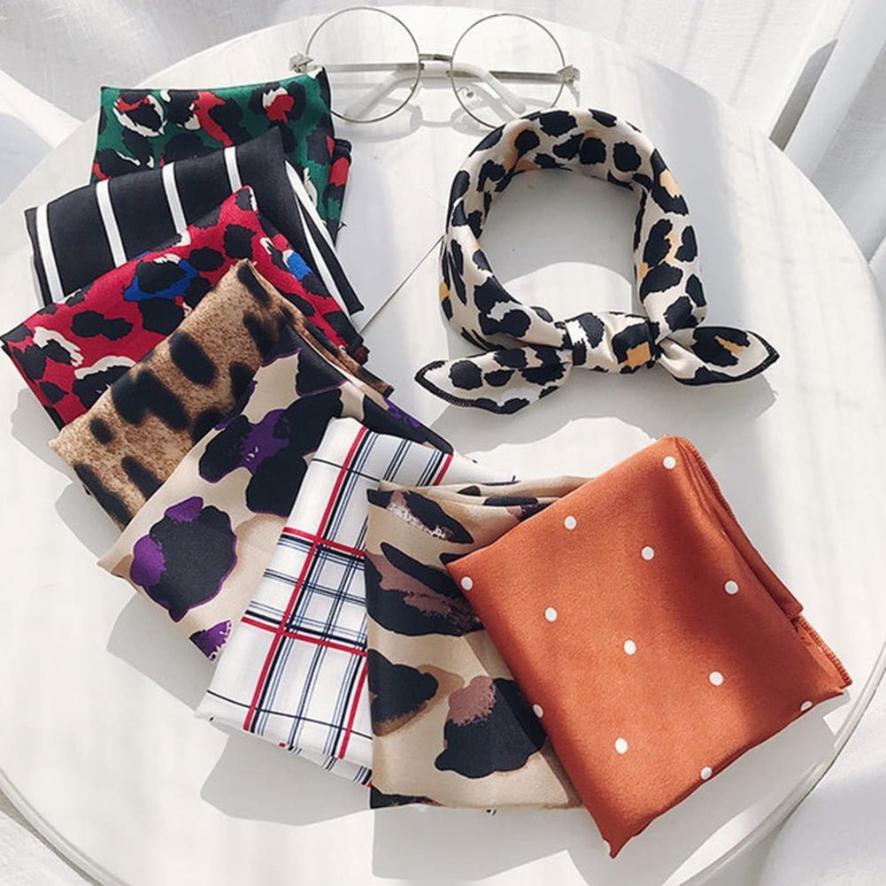 Petit foulard carré à pois léopard pour femmes, cravates en satin, foulard de la présidence, cravates pour cheveux, nouveau style de foulard bricolage, 50x50cm 1