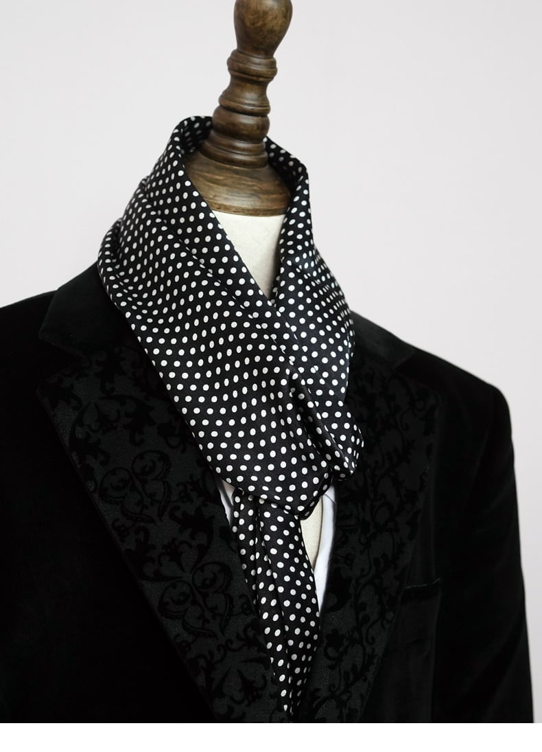 Foulard à pois pour hommes, double couche, longue présidence, Craings.com, bleu, noir, respirant et confortable, 100% 1