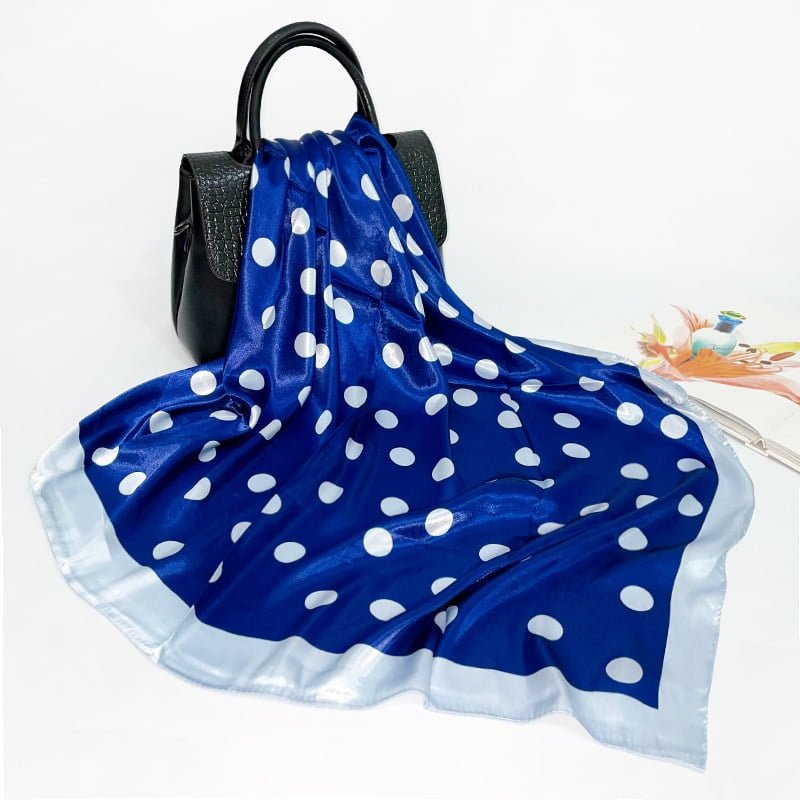 Grand Foulard Carré en Satin pour Femme, Châle Enveloppant, Hijab Imprimé à Pois, Bandeau de Sauna, 90cm, 2022 2