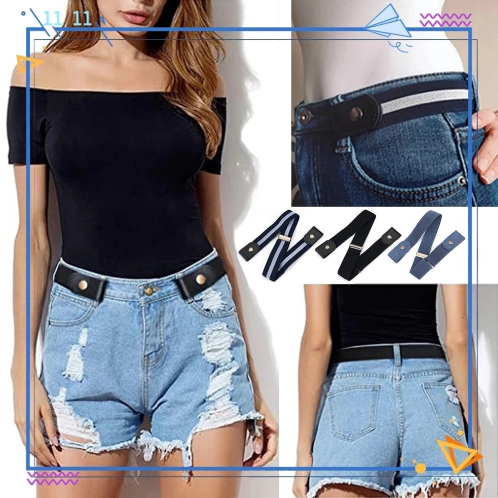 Ceinture sans boucle Stretch Ceinture élastique sans boucle en toile Cowboy pour femme, pantalon en jean, Invisible ceinture elastique femme ceintures de mode accessoires 2