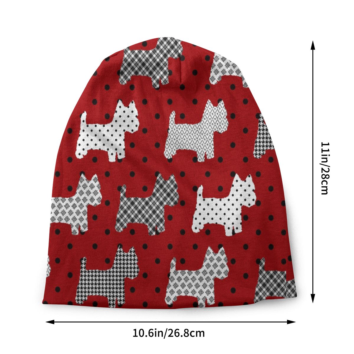 Westies-Bonnet à motif de dessin animé à pois pour femme, chapeau chaud, West Highland, White Terrier Dog, Bonnets, Casquettes, Ogo, Automne, Hiver 2