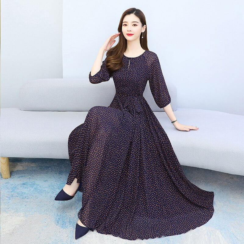 Robe de soirée en mousseline de soie, tenue de plage Maxi, style Boho, Vintage, couleur unie, élégante, moulante, printemps-automne, 2023 2