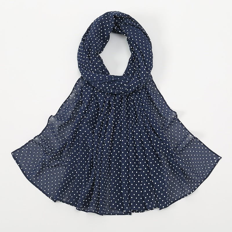 Hijab instantané en mousseline de soie à pois pour femme, châle, bande ronde, voile musulman, islamique, 16 couleurs, haute qualité 2
