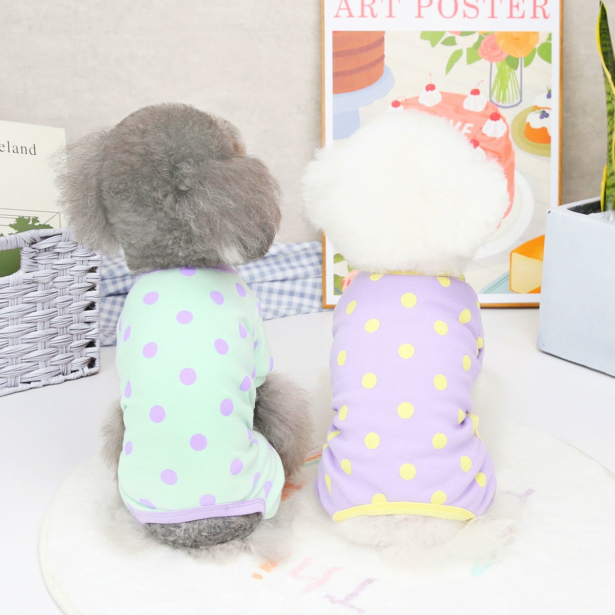 Pyjama à Pois pour Chien et Chat, Survêtement pour Animal de Compagnie, Chiot, 5 Couleurs TAN2 2