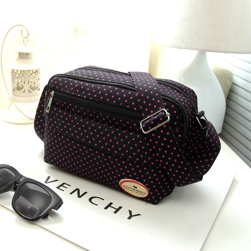 Sac à bandoulière en toile imprimée multicolore à pois pour femmes, sac à main en nylon, sac messager de loisirs, tendance initiée, mode 2