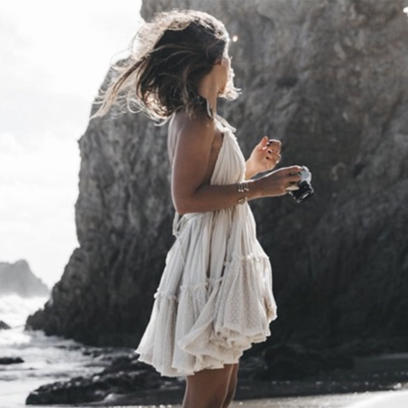 Vintage daisy broderie robe blanche 2020 femmes été fente robe décontracté plage vacances voir à travers robe robes robe d'été 2