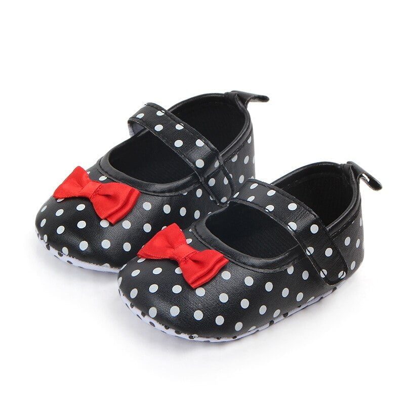 Chaussures anti-aldes à pois pour bébé fille, souliers pour enfant, nouveau-né, premiers pas 2